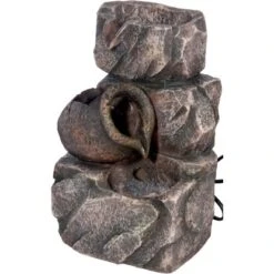 Dobar Design-Zimmerbrunnen Polyresin In Felsen-Optik Grau