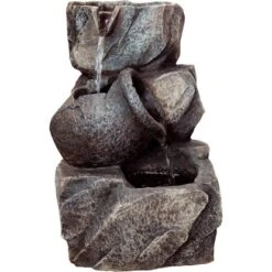 Dobar Design-Zimmerbrunnen Polyresin In Felsen-Optik Grau -Heimdekoration Angebote 303392 4637 2