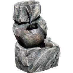 Dobar Design-Zimmerbrunnen Polyresin In Felsen-Optik Grau -Heimdekoration Angebote 303392 4637 3