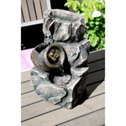 Dobar Design-Zimmerbrunnen Polyresin In Felsen-Optik Grau -Heimdekoration Angebote 303392 4637 8