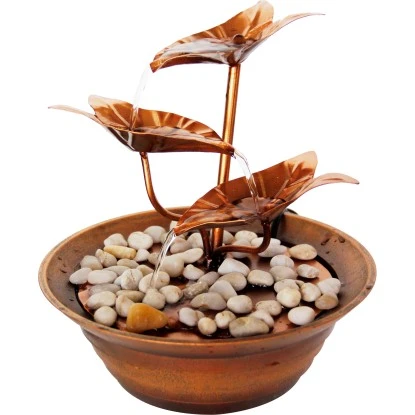 Dobar Design-Zimmerbrunnen Metall Und Kunststoff Mit Deko-Steinen Braun 1 Dobar Design-Zimmerbrunnen Metall Und Kunststoff Mit Deko-Steinen Braun