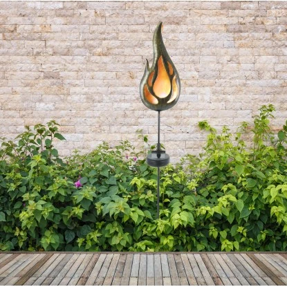 Näve LED-Solar-Erdspieß Flamme Bronze Orange Lichtfarbe Gelb M. Flammeneffekt 2 Näve LED-Solar-Erdspieß Flamme Bronze Orange Lichtfarbe Gelb M. Flammeneffekt – Bild 2