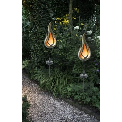 Näve LED-Solar-Erdspieß Flamme Bronze Orange Lichtfarbe Gelb M. Flammeneffekt 3 Näve LED-Solar-Erdspieß Flamme Bronze Orange Lichtfarbe Gelb M. Flammeneffekt – Bild 3