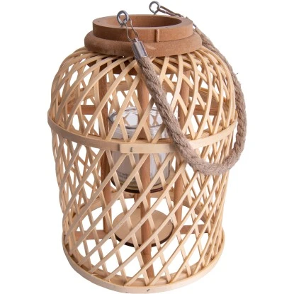 Näve Dekoleuchte Korb Natur Mit Solar-LED-Kerze 29 Cm 1 Näve Dekoleuchte Korb Natur Mit Solar-LED-Kerze 29 Cm