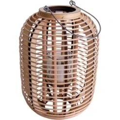 Näve Dekoleuchte Korb Natur 32,5 Cm Inkl. LED-Solar-Kerze