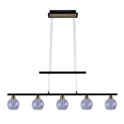 Näve LED-Pendelleuchte Brass Glas Schwarz 90 Cm