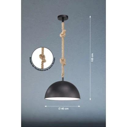 Fischer & Honsel Pendelleuchte Rope 1-flammig Schwarz/Weiß 3 Fischer & Honsel Pendelleuchte Rope 1-flammig Schwarz/Weiß – Bild 3