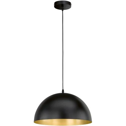 Fischer & Honsel Pendelleuchte Poncho 1-flammig Schwarz/Gold Ø 40 Cm 1 Fischer & Honsel Pendelleuchte Poncho 1-flammig Schwarz/Gold Ø 40 Cm