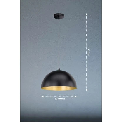Fischer & Honsel Pendelleuchte Poncho 1-flammig Schwarz/Gold Ø 40 Cm 4 Fischer & Honsel Pendelleuchte Poncho 1-flammig Schwarz/Gold Ø 40 Cm – Bild 4