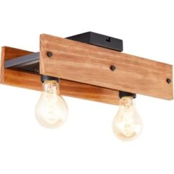 Brilliant Deckenleuchte Calandra 2-flammig Schwarz Und Holz -Heimdekoration Angebote 4004353394430 4731 CU 04
