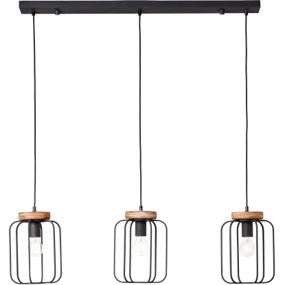 Brilliant Pendelleuchte Tosh Balken 3-flammig Holz Und Schwarz Korund 2 Brilliant Pendelleuchte Tosh Balken 3-flammig Holz Und Schwarz Korund – Bild 2