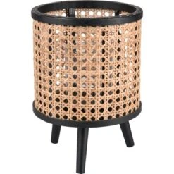 Teelichthalter Minimalist Zen Glas/Bambus 25 Cm X Ø 17,5 Cm Schwarz