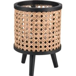 Teelichthalter Minimalist Zen Glas/Bambus 21 Cm X Ø 15 Cm Schwarz