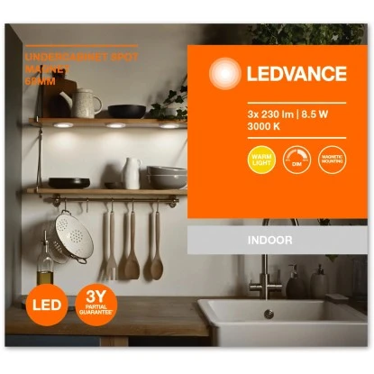 Ledvance LED-Unterbauleuchte Spotmagnet 3-flammig Weiß Ø 7,5 Cm 10 Ledvance LED-Unterbauleuchte Spotmagnet 3-flammig Weiß Ø 7,5 Cm – Bild 10