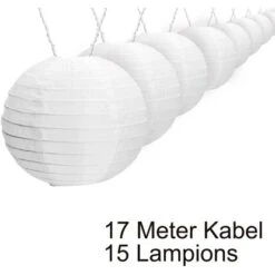 Amare LED-Lichterkette Mit 15 XXL-Lampions Ø 15 Cm Mit Stecker Weiß 7 M -Heimdekoration Angebote 4251083906918 4655 06