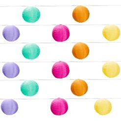 Amare LED-Lichterkette Mit 15 XXL-Lampions Ø 15 Cm Mit Stecker Bunt 7 M