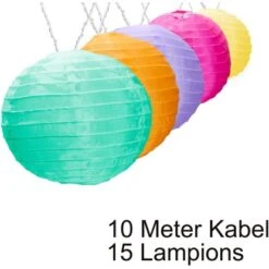 Amare LED-Lichterkette Mit 15 XXL-Lampions Ø 15 Cm Solarbetrieb Bunt 7 M -Heimdekoration Angebote 4251083906949 4655 05