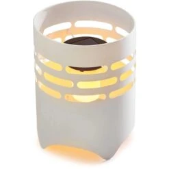 Amare LED-Solargartenfeuer Rund Weiß Mit Flammeneffekt