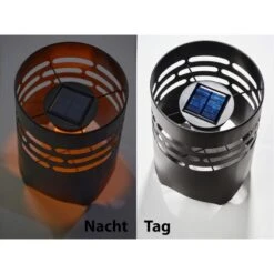 Amare LED-Solargartenfeuer Rund Schwarz Mit Flammeneffekt -Heimdekoration Angebote 4251083908073 4655 03