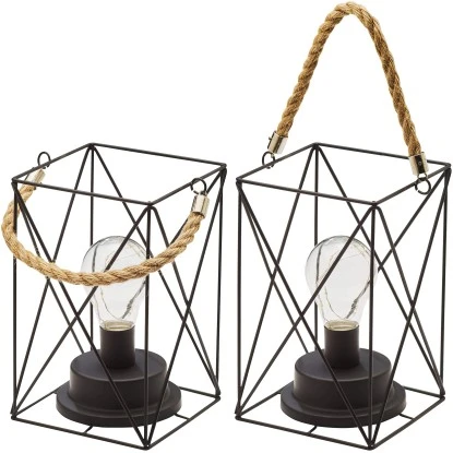 Amare LED-Dekolampen 2er-Set Im Industrie-Look Eckig 1 Amare LED-Dekolampen 2er-Set Im Industrie-Look Eckig