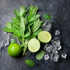 Glasbild Lime & Ice Cube 20 Cm X 20 Cm