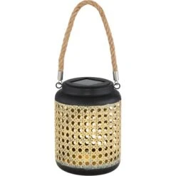 Globo LED-Solaraußenleuchte Laterne In Bambusoptik Zum Hängen Oder Stellen