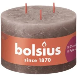 Bolsius Rustik-3-Docht-Kerze Shine 90/140 Mm Rustikales Taupe