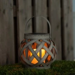 Laterne Mit Solarkerze Durban 2 Lm 2000 K IP44 Sensor Grau -Heimdekoration Angebote 693209 11020200 03