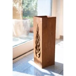 Gartenfreude Windlicht 16 X 16 X 50 Cm Flammen Edelrost -Heimdekoration Angebote 721520 4655 3