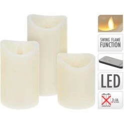 LED Kerzen 16 Cm Elfenbein 3er-Set