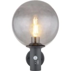 Globo Außenleuchte Hedwig Glas Mit Sensor Ø 25 Cm Anthrazit -Heimdekoration Angebote 756570 3749 4