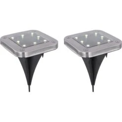 Globo LED-Solaraußenleuchte Edelstahl 4 Stk. Mit Erdspieß Quadratisch Flach