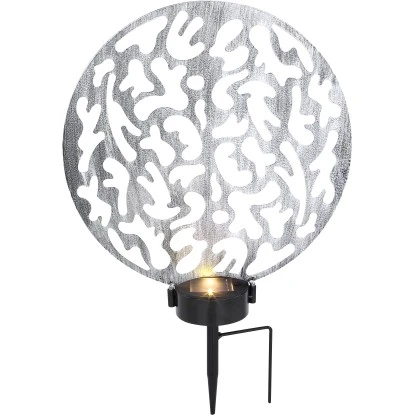 Globo LED-Solaraußenleuchte Mit Erdspieß Rund Metall Silber 1 Globo LED-Solaraußenleuchte Mit Erdspieß Rund Metall Silber