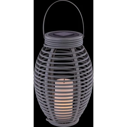 Globo LED-Solaraußenleuchte Laterne Mit Feuereffekt Kunststoff Grau Rattanoptik 5 Globo LED-Solaraußenleuchte Laterne Mit Feuereffekt Kunststoff Grau Rattanoptik – Bild 5