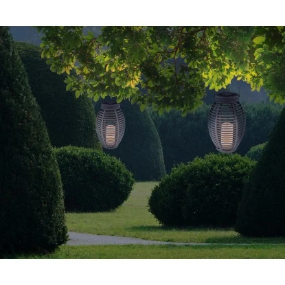 Globo LED-Solaraußenleuchte Laterne Mit Feuereffekt Kunststoff Grau Rattanoptik 7 Globo LED-Solaraußenleuchte Laterne Mit Feuereffekt Kunststoff Grau Rattanoptik – Bild 7