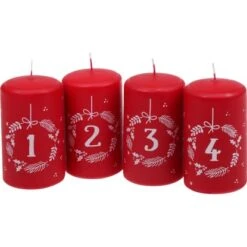 Steinhart Stumpenkerzen Waiting For Christmas 4 Stück 100 Mm X 57 Mm Rubinrot