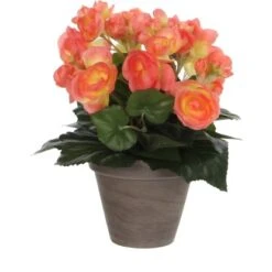 Kunstblume Begonia Lachs Topf-Ø 11,5 Cm H 30 Cm, Ø: 25 Cm