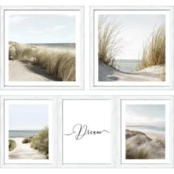 Pro Art Bilder Framed Art Nordic Beach V 2x 28 Cm X 28 Cm, 3x 19 Cm X 24 Cm