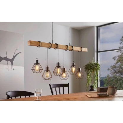 Eglo Hängeleuchte Townshend 5 6-flammig Schwarz-Braun E27 60 W 1 Eglo Hängeleuchte Townshend 5 6-flammig Schwarz-Braun E27 60 W