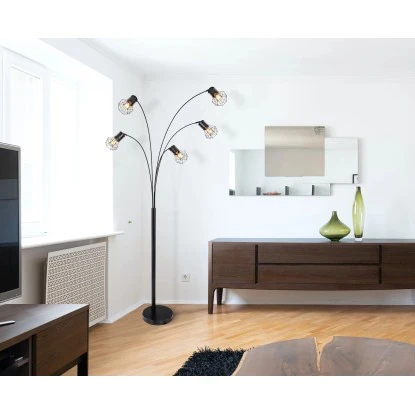 Globo Stehlampe Priska 5-flammig Schwarz Matt 740 X 800 X 2040 Mm 1 Globo Stehlampe Priska 5-flammig Schwarz Matt 740 X 800 X 2040 Mm