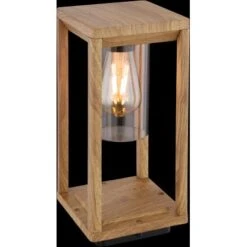 Globo Außenleuchte Candela 1-flammig Holzoptik 150 X 150 X 350 Mm -Heimdekoration Angebote 9007371421961 3749 S 02