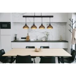 Globo Pendelleuchte Lenna 4-flammig Schwarz Matt 910 X 185 X 1200 Mm