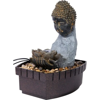 Dobar Zimmerbrunnen Buddha Lotusblüte In Steinoptik Mit Deko-Steinen 3 Dobar Zimmerbrunnen Buddha Lotusblüte In Steinoptik Mit Deko-Steinen – Bild 3
