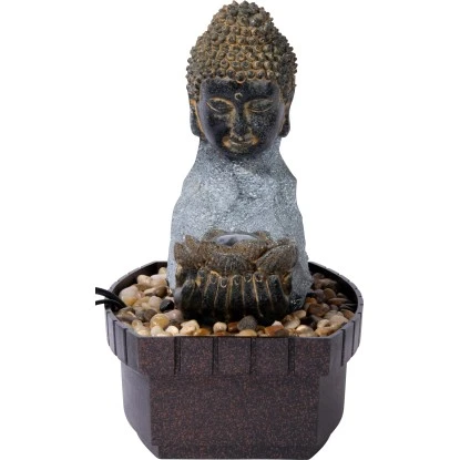 Dobar Zimmerbrunnen Buddha Lotusblüte In Steinoptik Mit Deko-Steinen 4 Dobar Zimmerbrunnen Buddha Lotusblüte In Steinoptik Mit Deko-Steinen – Bild 4