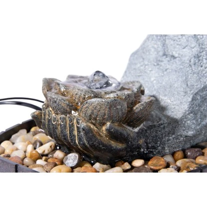 Dobar Zimmerbrunnen Buddha Lotusblüte In Steinoptik Mit Deko-Steinen 5 Dobar Zimmerbrunnen Buddha Lotusblüte In Steinoptik Mit Deko-Steinen – Bild 5