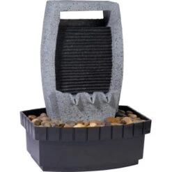 Dobar Design-Zimmerbrunnen In Steinoptik Mit Deko-Steinen, Wasserspiel Und Pumpe