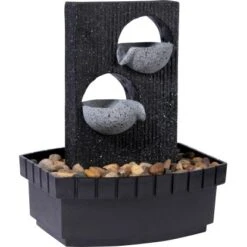 Dobar Zimmerbrunnen Kaskade In Steinoptik Mit Deko-Steinen Und Zwei Schalen