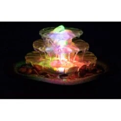 Dobar Zimmerbrunnen Kaskade Blüte Dreistufig In Metallic-Optik Mit Deko-Steinen -Heimdekoration Angebote gartenbrunnenwasserfall 4 1