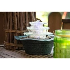 Dobar Zimmerbrunnen Kaskade Blüte Dreistufig In Metallic-Optik Mit Deko-Steinen -Heimdekoration Angebote gartenbrunnenwasserfall 6 1