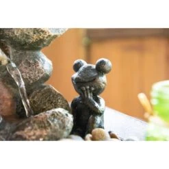 Dobar Zimmerbrunnen Kaskade Frosch In Steinoptik Mit Deko-Steinen -Heimdekoration Angebote gartenbrunnenwasserfall 6 2